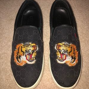 Black Gucci slip on sneakers